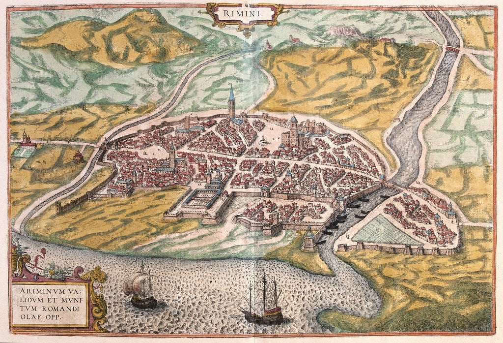 Detail of Map of Rimini from Civitates Orbis Terrarum by Anonymous