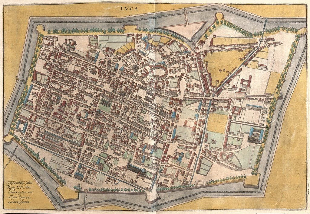 Detail of Map of Lucca from Civitates Orbis Terrarum by Anonymous