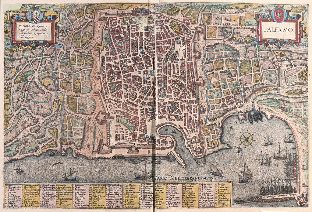 Detail of Map of Palermo from Civitates Orbis Terrarum by Anonymous
