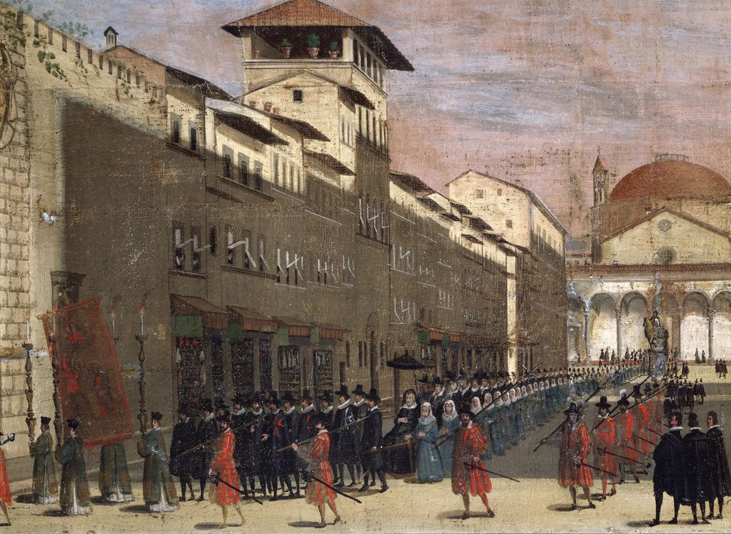 Detail of Procession on via de' Servi in Florence by Anonymous