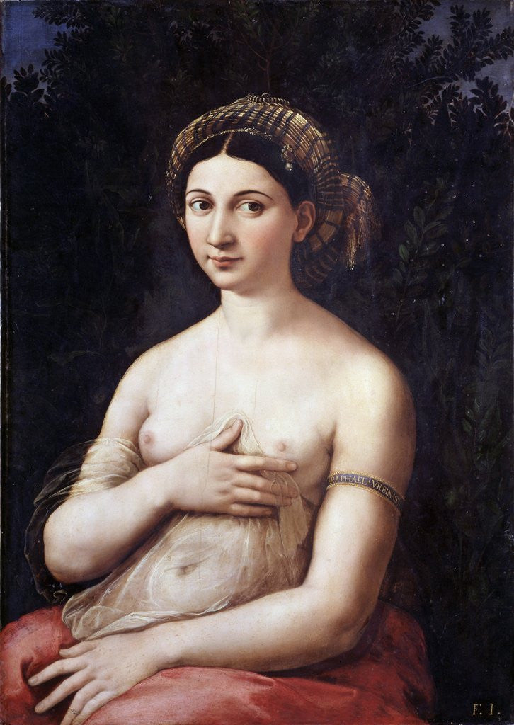 Detail of Portrait of a Young Woman or La Fornarina by Raphael