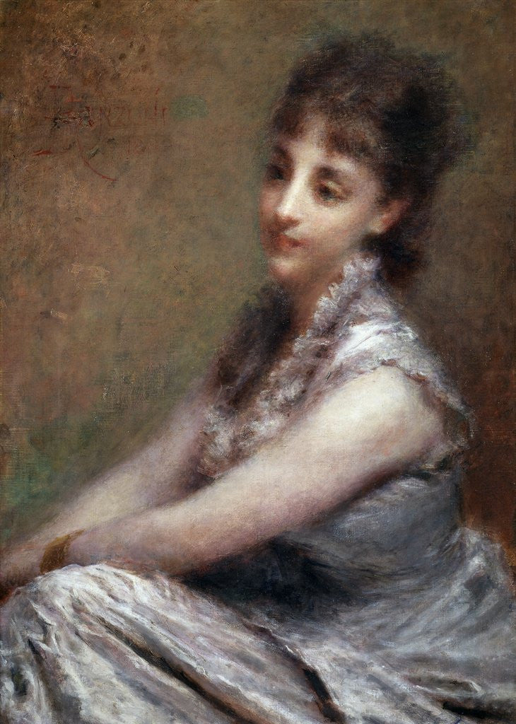Detail of Portrait of Italian Countess Arrivabene by Daniele Ranzoni