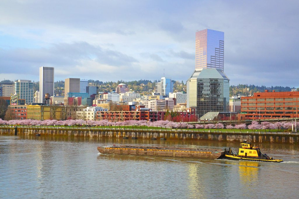 Detail of storm over portland and Willamette River, Portland, Oregon by Anonymous