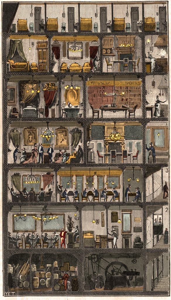 Detail of Cross-section of a Parisian house 1885 by Corbis