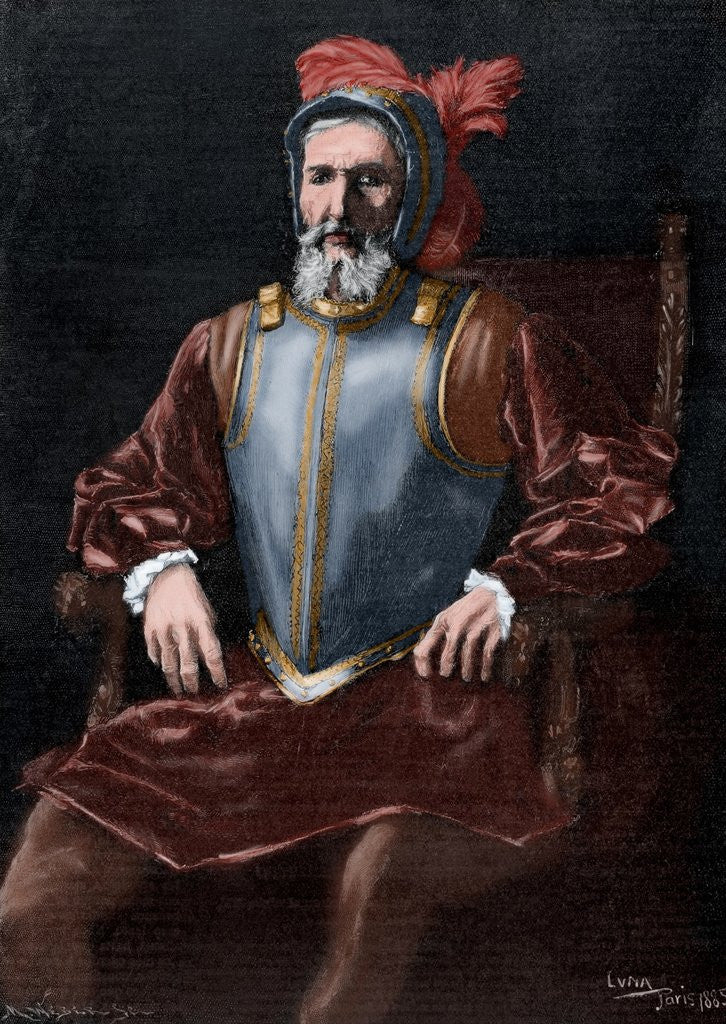 Miguel Lopez de Legazpi (15031572). Engraving. Colored. posters