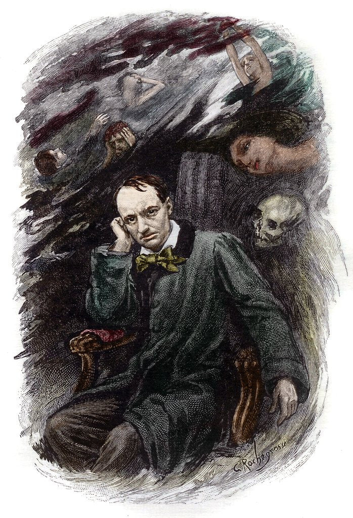 Detail of Portrait of french poet Charles Baudelaire surrounded by ghosts by Anonymous