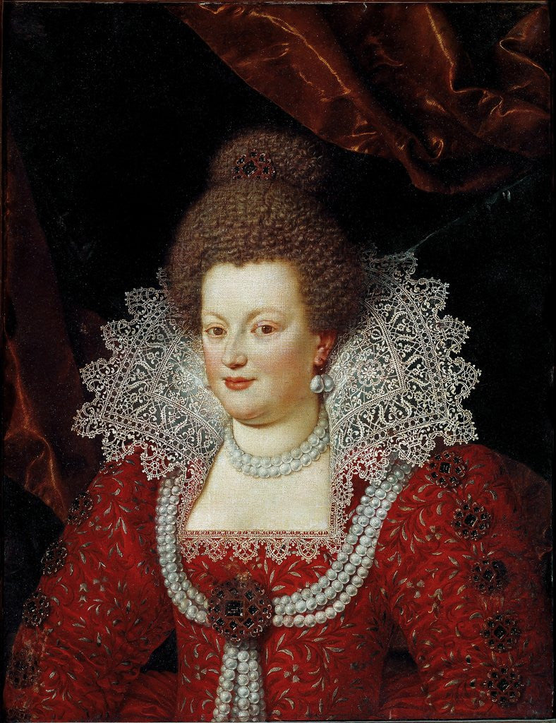 Detail of Portrait of the Queen of France Maria de' Medici attributed to Frans Pourbus the Younger by Corbis