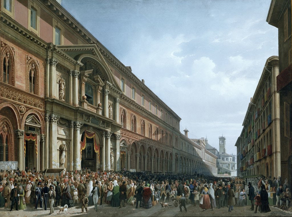 Detail of Religious feast at the Ospedale maggiore in Milan by Luigi Bartezzati