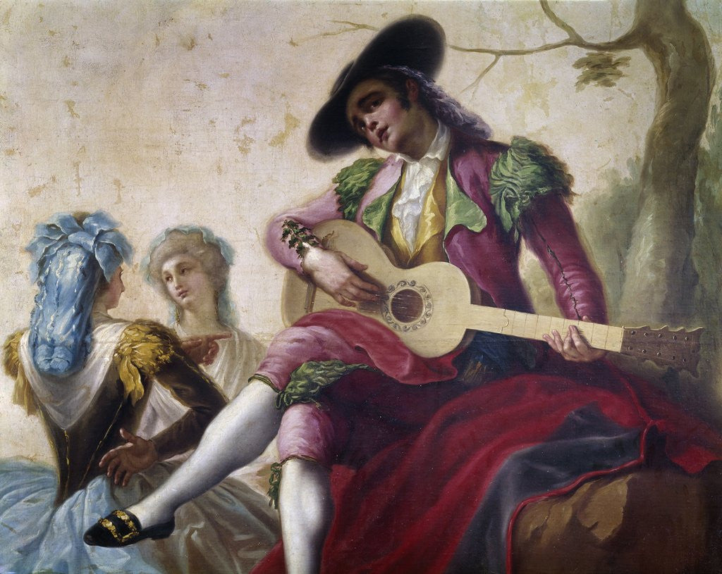 Detail of A majo with a guitar by Ramon Bayeu