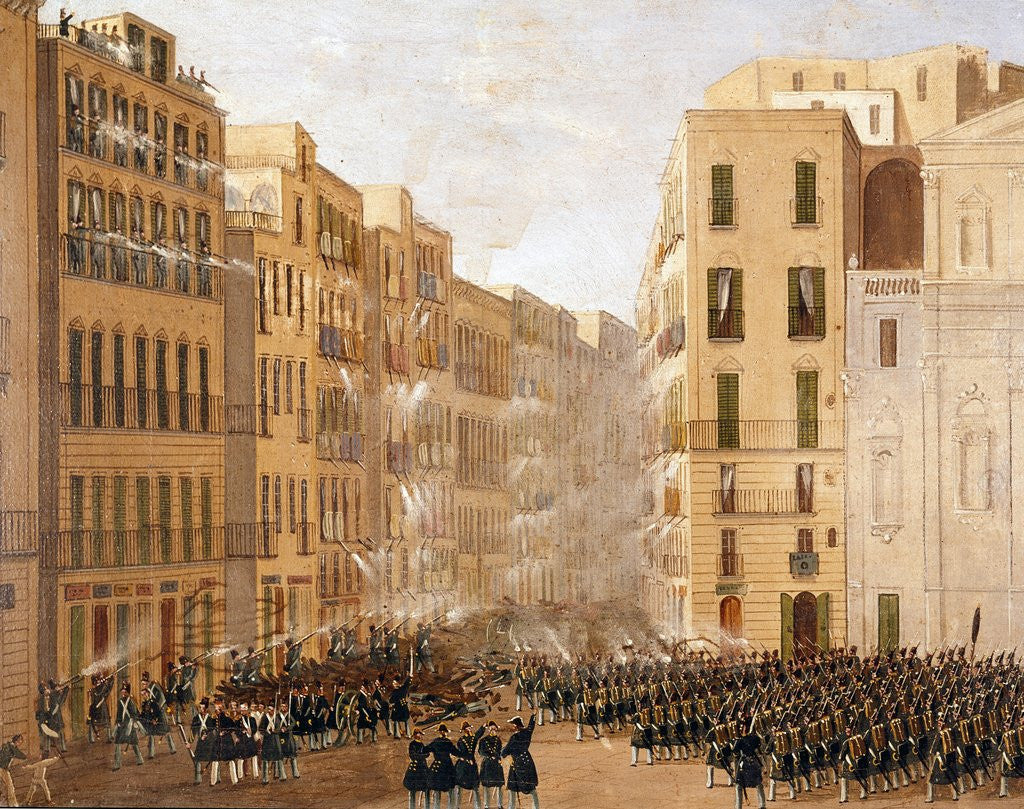 Detail of The Bourbons army reacts against the insurgencies in Naples, 1848 by Anonymous