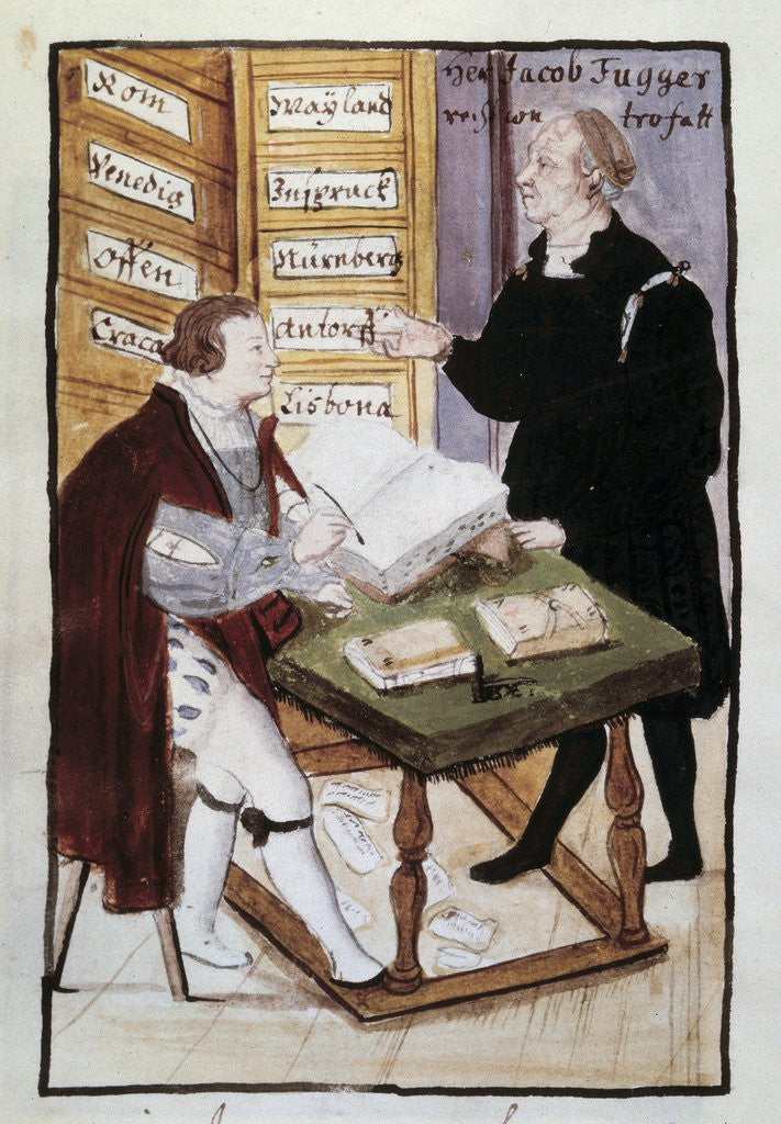Detail of The German financier Jacob Fugger with his accountant Matthaus Schwarz by Anonymous
