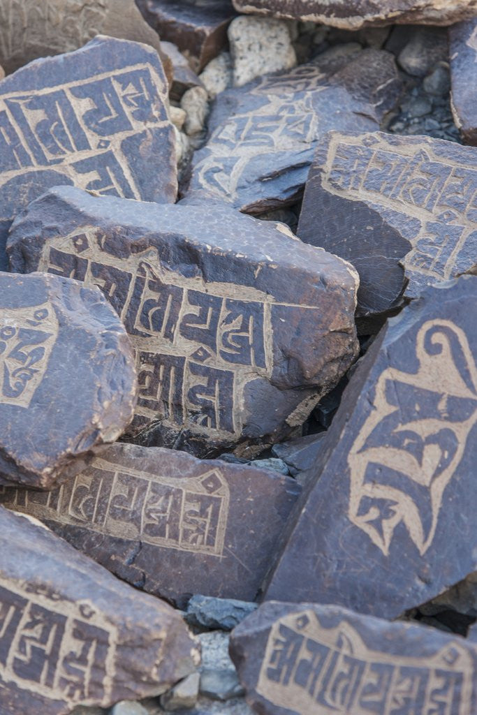 Detail of Prayer stones at Hundar Monastery by Anonymous