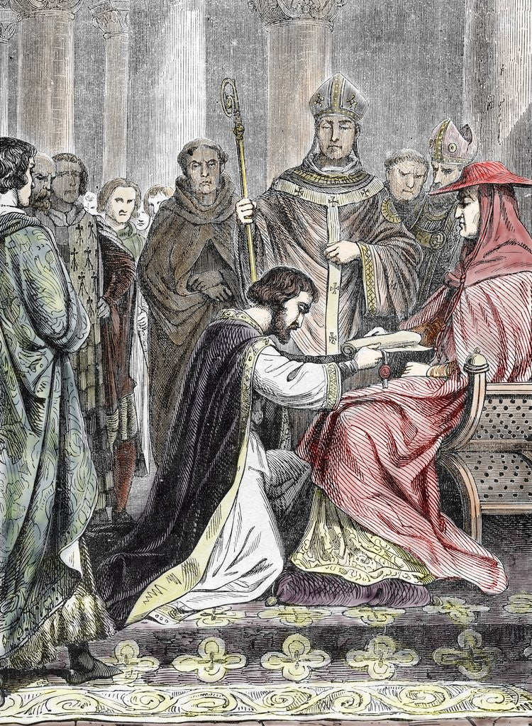 Detail of King John (1167-1216) reconciliates with the Pope Innocent III by Anonymous