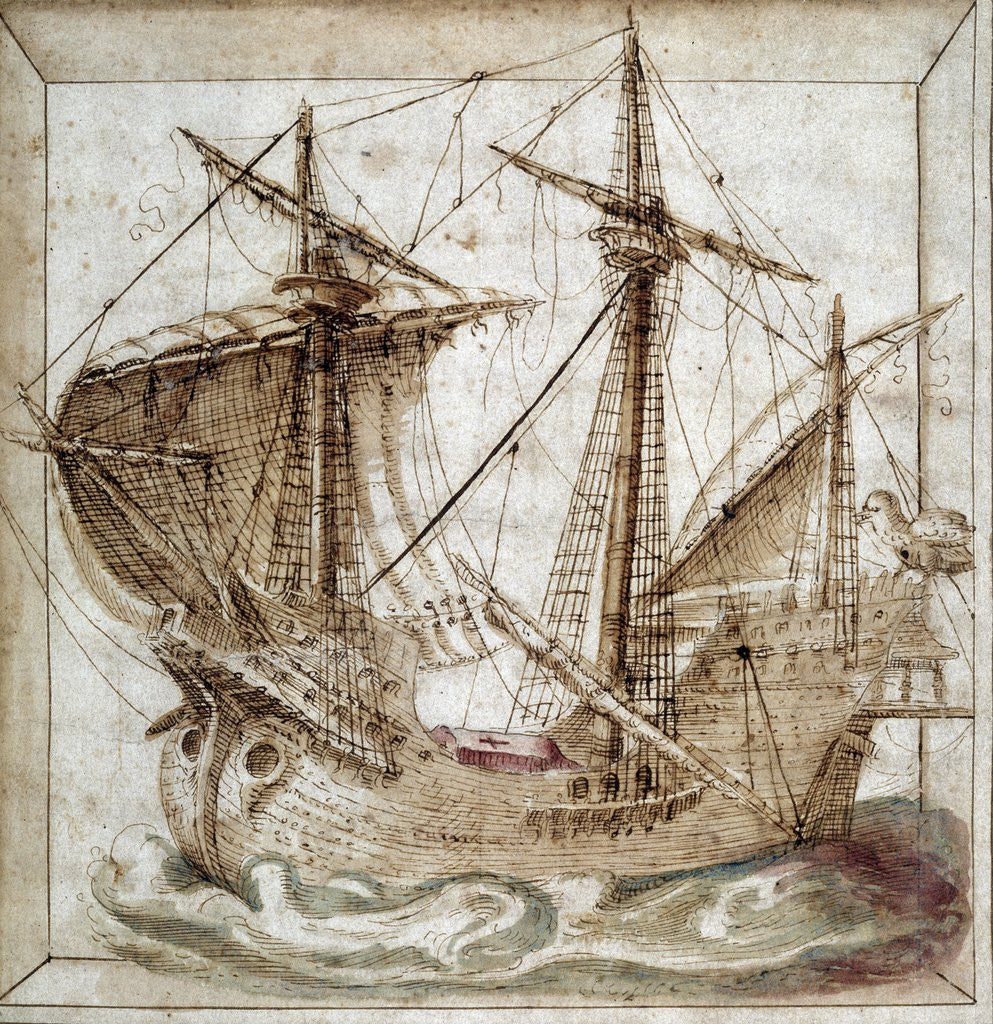 Detail of Caravel - 16th cent. Manuscript by Anonymous