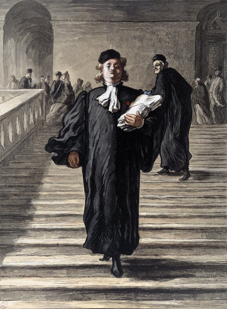 Detail of A lawyer descending the Grand staircase of the Palace of Justice by Anonymous