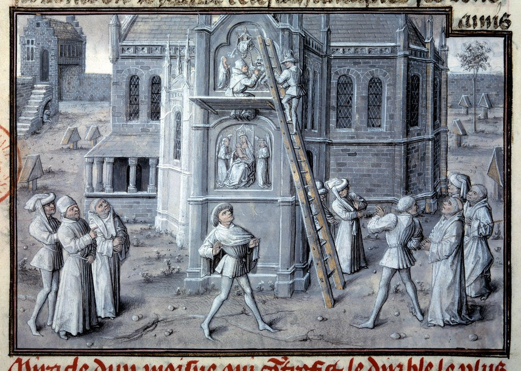 Detail of The building of the Gothic cathedrals - 15th century by Anonymous