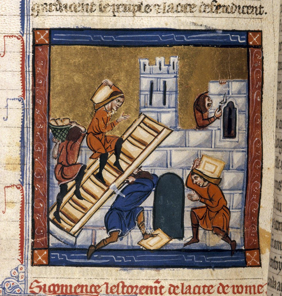 Detail of Construction of Rome - miniature 13th cent. by Anonymous