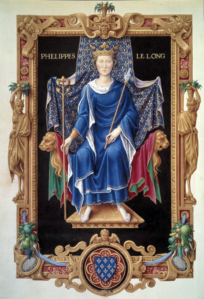 Detail of Portrait of King Philip V le Long by Jean du Tillet