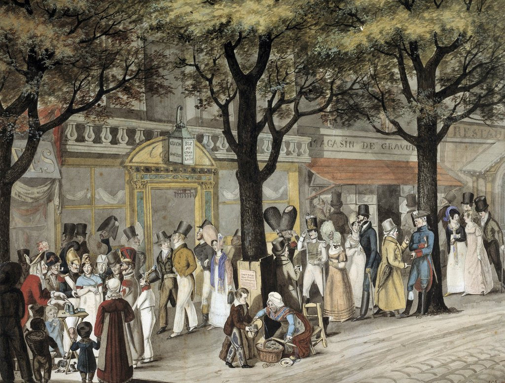 Detail of Walk on a boulevard in Paris, 1819 by Bellange
