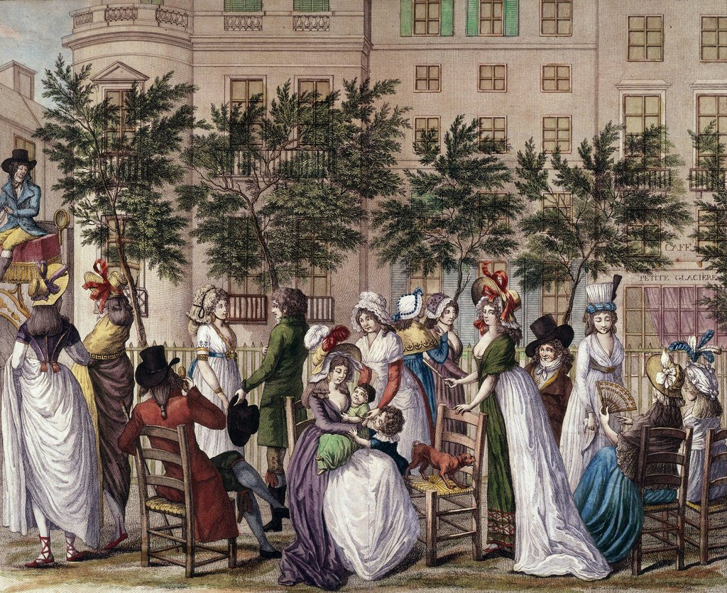 Detail of The walk on the Boulevard des Italiens in Paris by Desrais