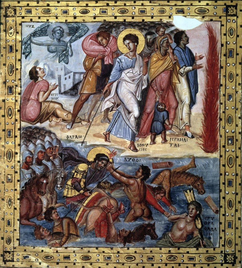 Detail of The crossing of the Red Sea by the Hebrews - 10th century illumi by Anonymous