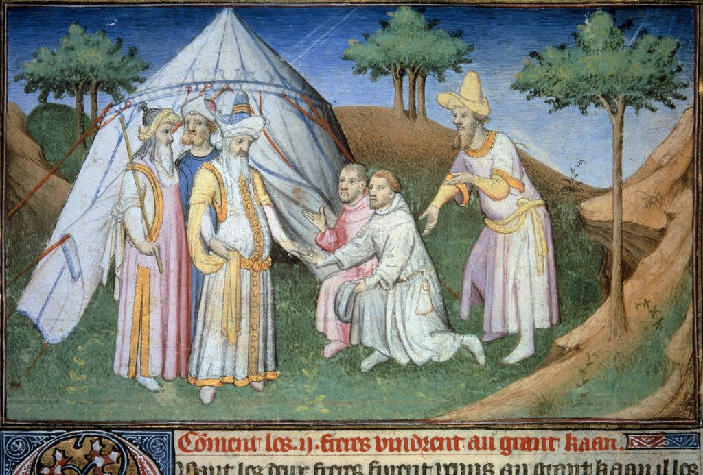 Detail of Niccolo and Maffeo Polo at the court of Kublai Khan by Anonymous