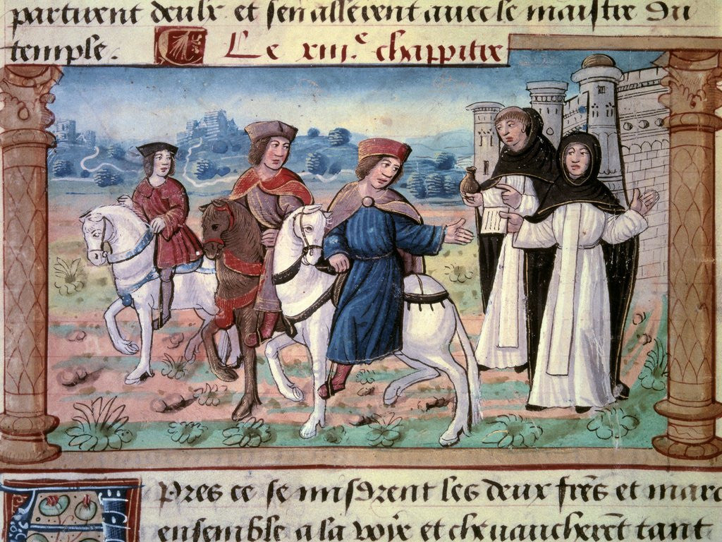 Detail of The departure of Niccolo and Maffeo Polo, with the young Marco Polo by Anonymous