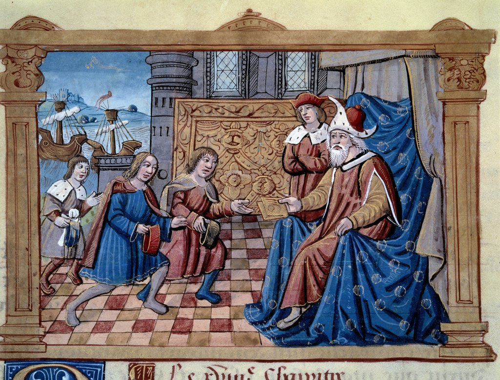 Detail of Niccolo and Maffeo Polo in front of Kublai Khan by Anonymous