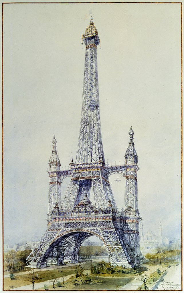 Detail of Project for the Eiffel Tower for the exposition of 1900 by Anonymous