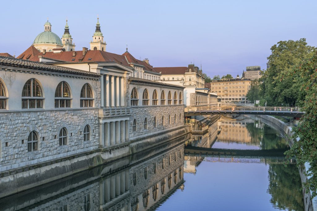 Detail of Ljubljana River and Old Town at Sunrise by Anonymous