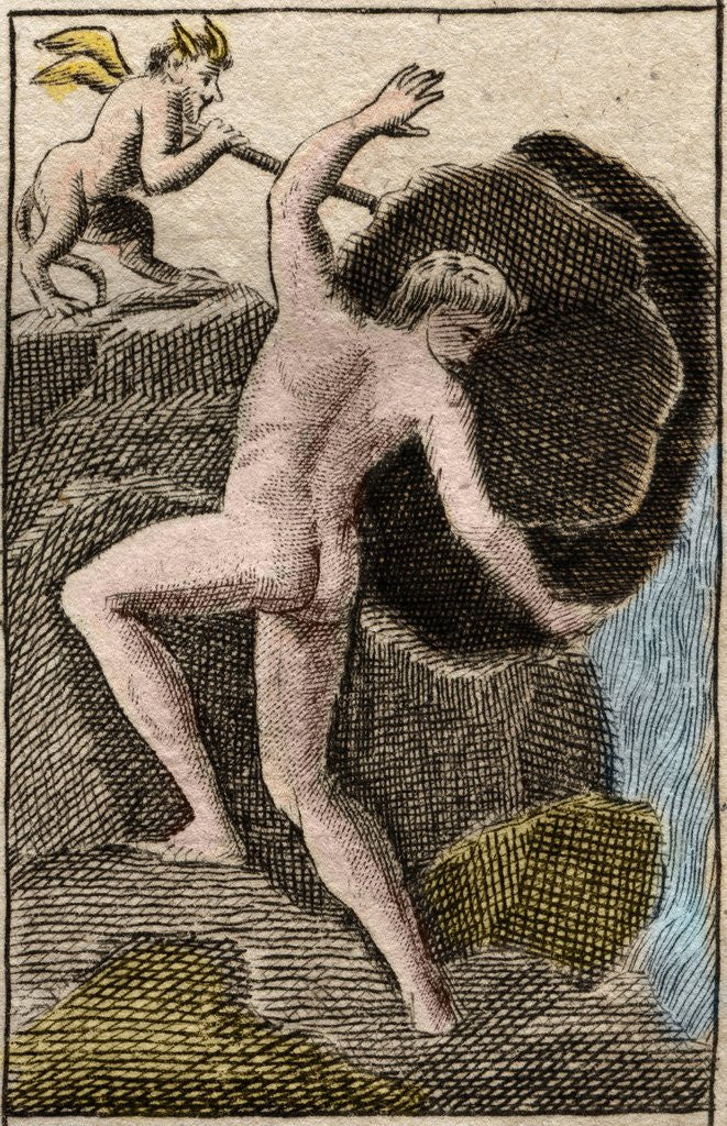 Detail of Sisyphus Pushing His Stone up a Mountain by Anonymous