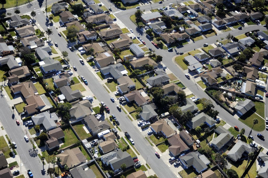 Detail of Aerial view of homes in Oxnard, California by Corbis