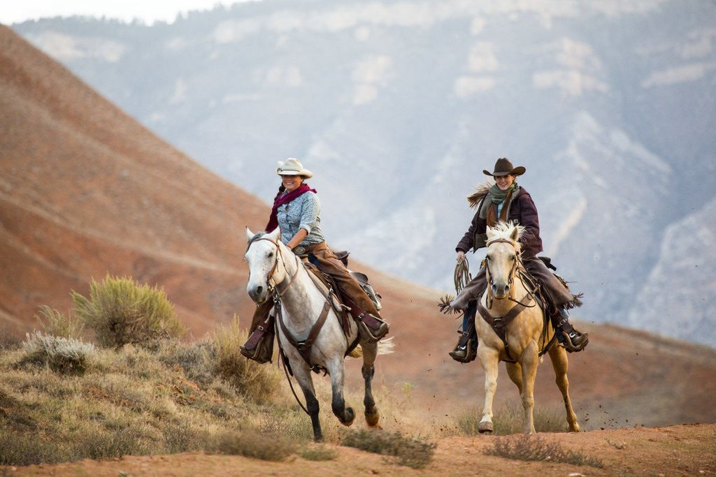 Detail of Cowgirl & Cowboy at Full Gallop by Anonymous