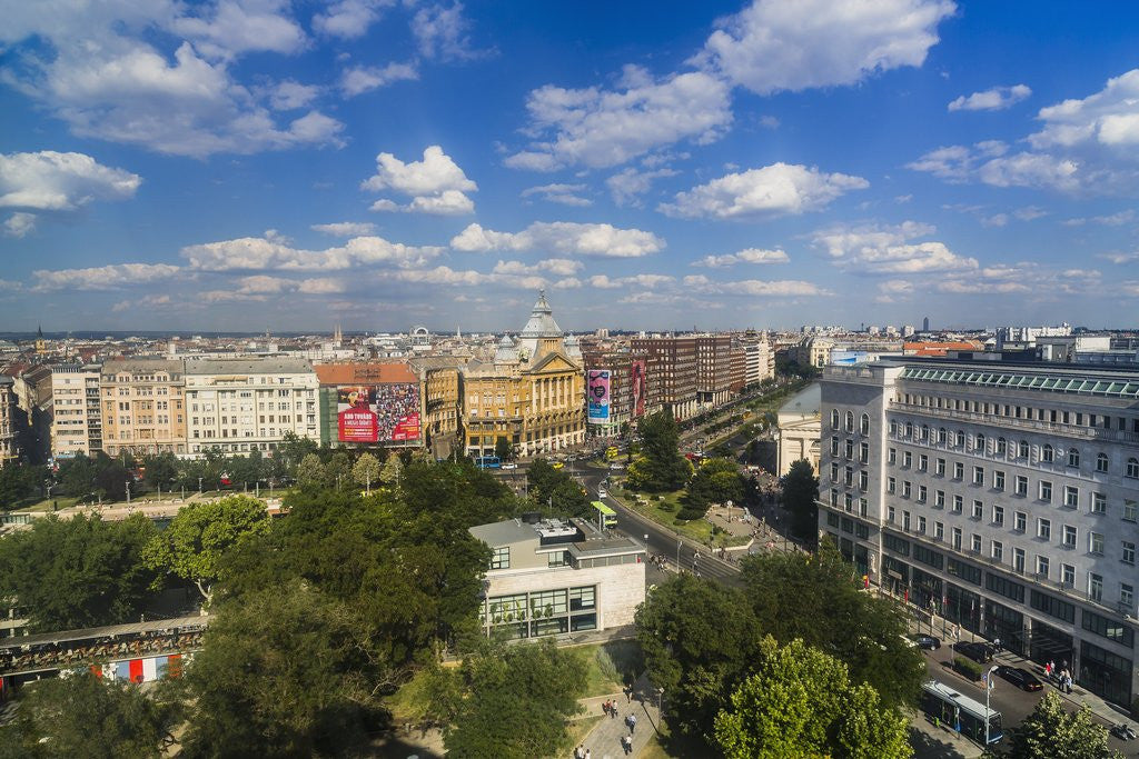 Detail of Pest, Belvaros, St. Stephen's Basilica, Erzsebet Square and the town from the panoramic wheel by Anonymous
