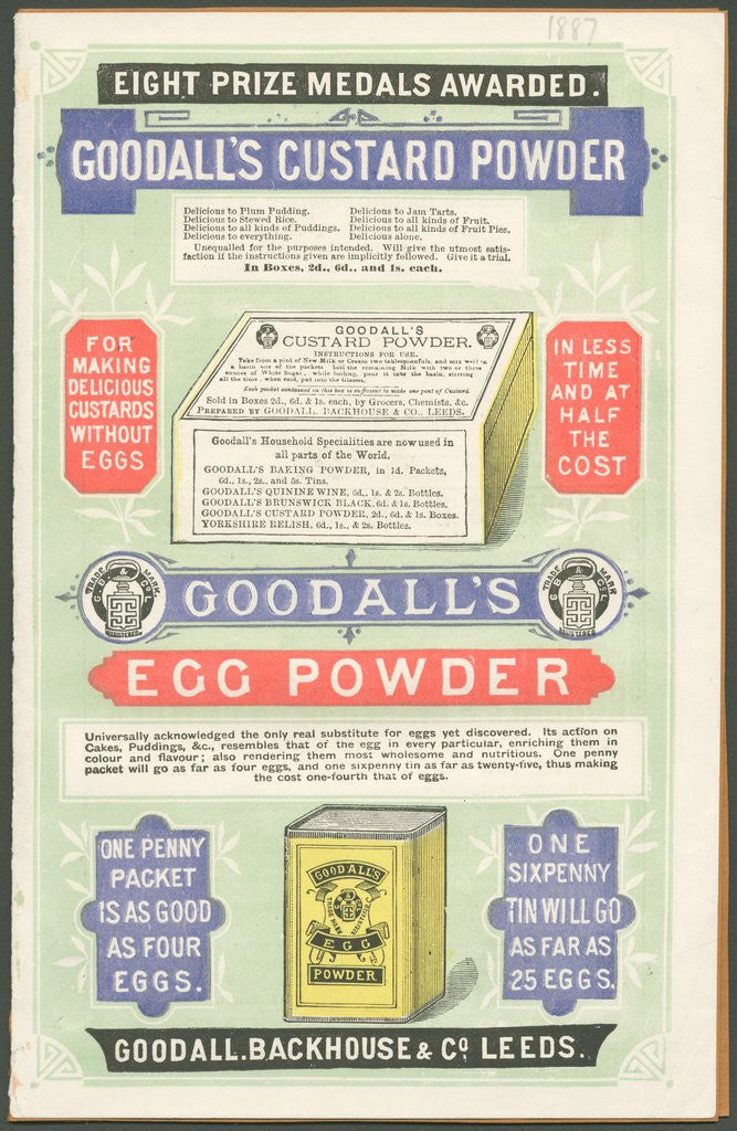 Detail of Goodall's Custard Powder, 1887. by Corbis