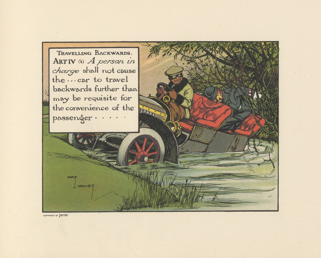 Detail of Motoritis, or other interpretations of the Motor Act. Travelling Backwards Article IV (1), 1906. by Anonymous