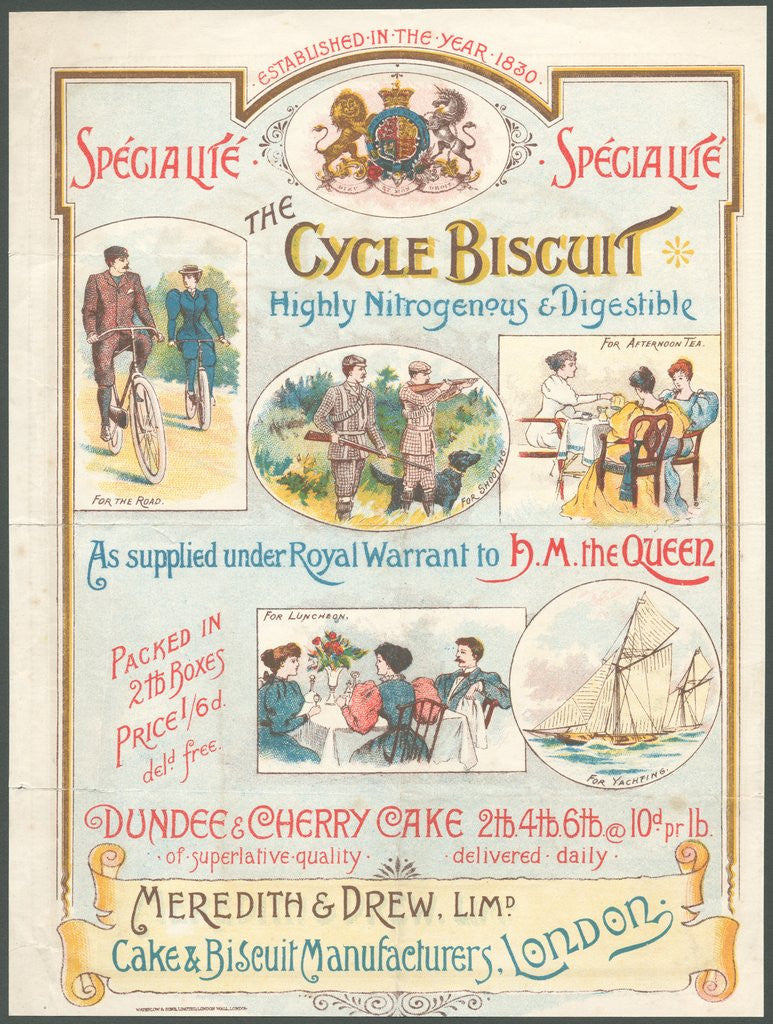 Detail of Meredith & Drew Cycle Biscuits, 1890s. by Corbis