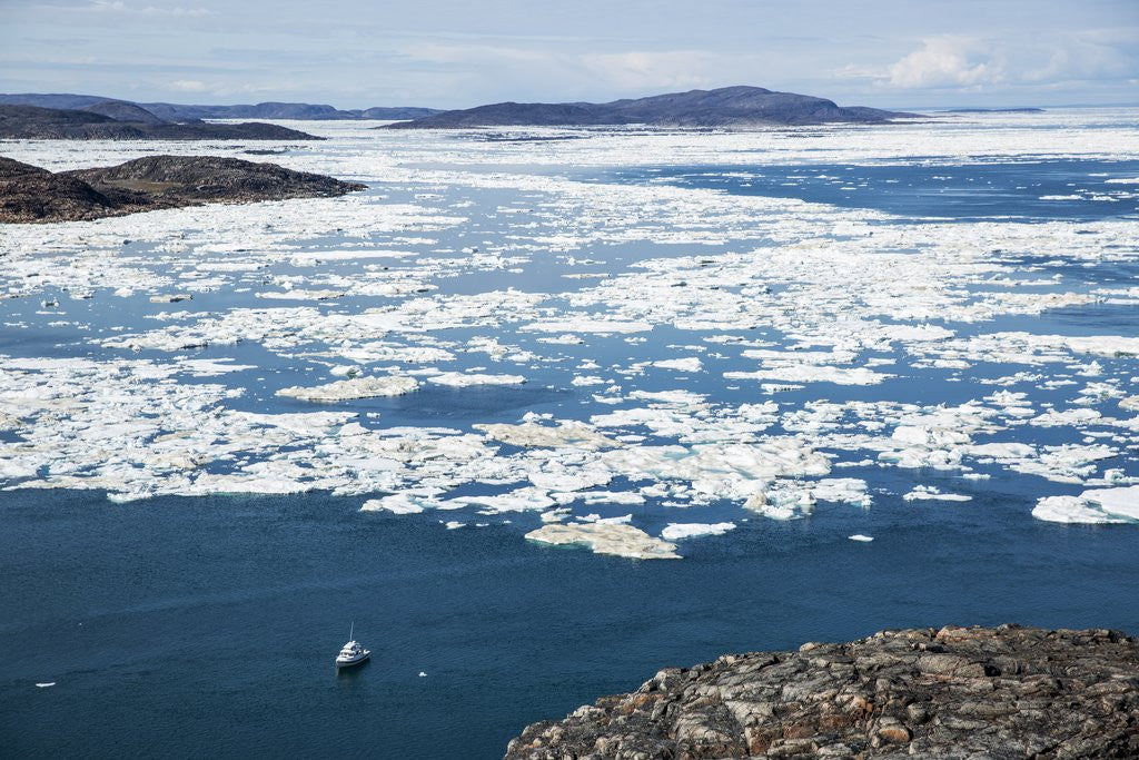 Detail of Expedition Boat and Sea Ice, Repulse Bay, Nunavut Territory, Canada by Corbis