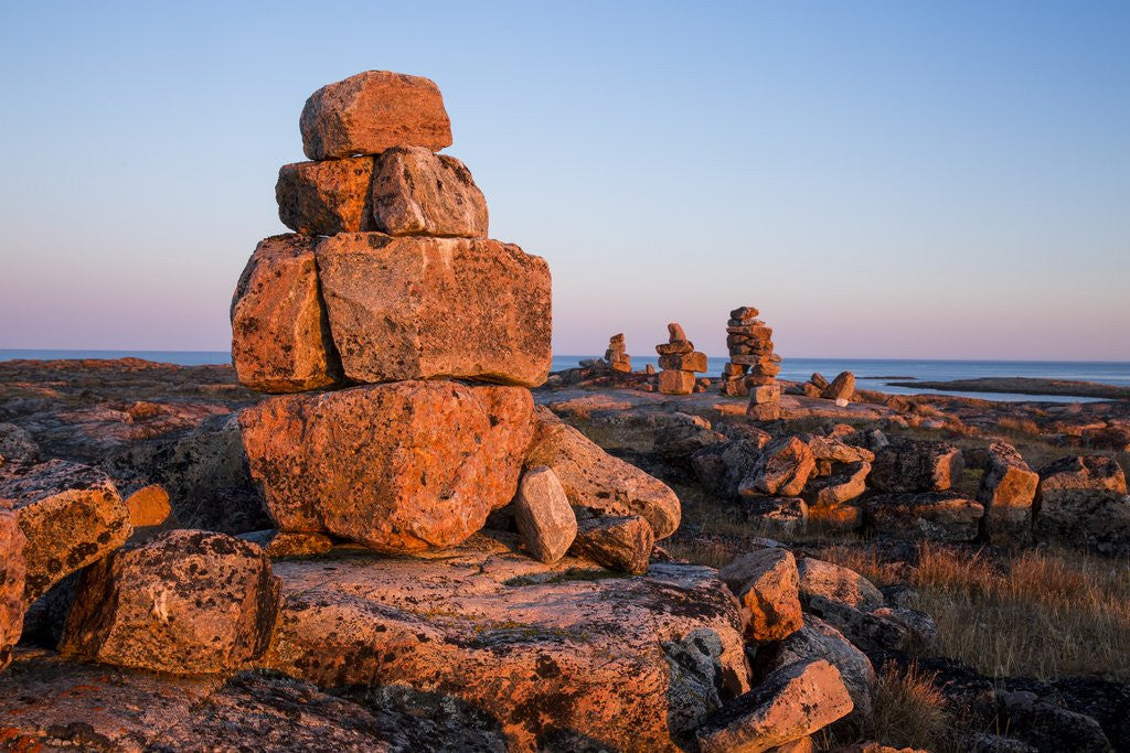 Detail of Stone Cairns in Arctic, Nunavut Territory, Canada by Corbis
