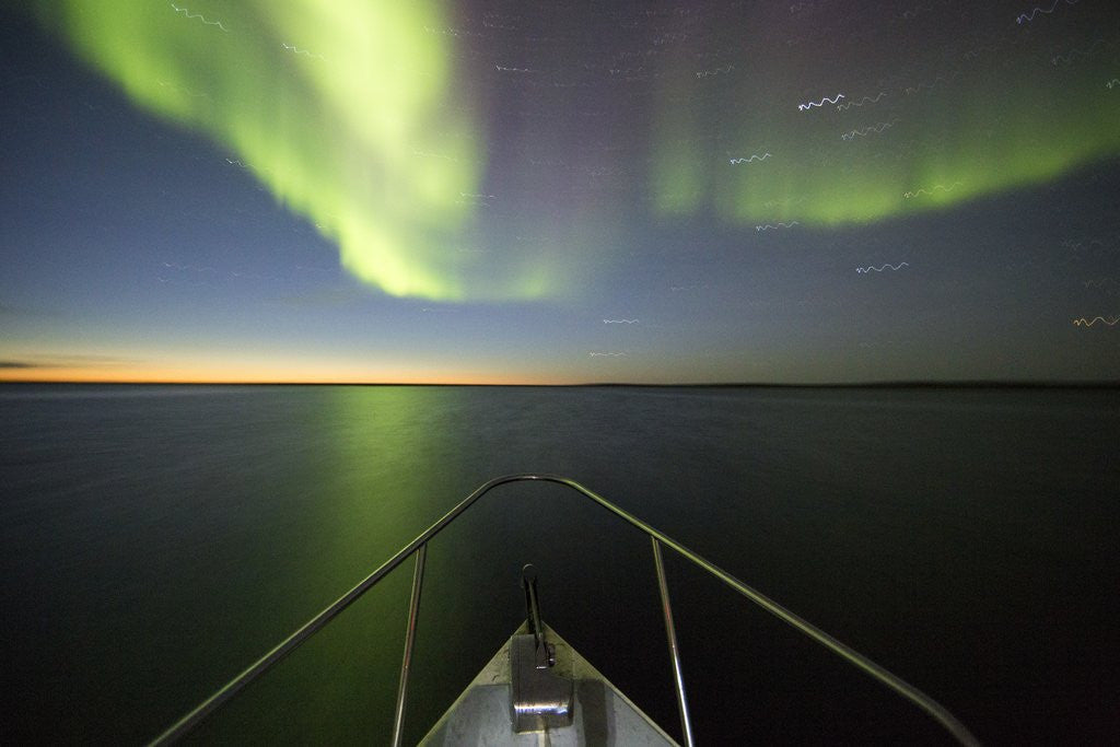 Detail of Northern Lights above Expedition Boat, Nunavut, Canada by Anonymous