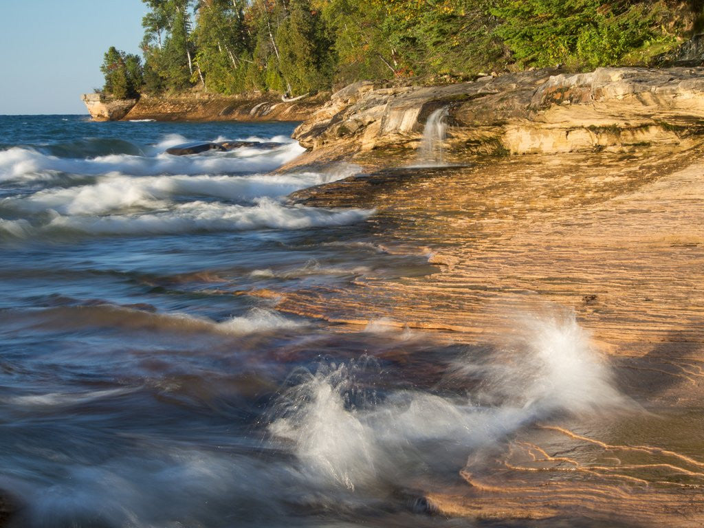 Detail of Small waterfall along the edge of Miner's beach at Lake Superior in Pictured Rocks National Seashore by Anonymous