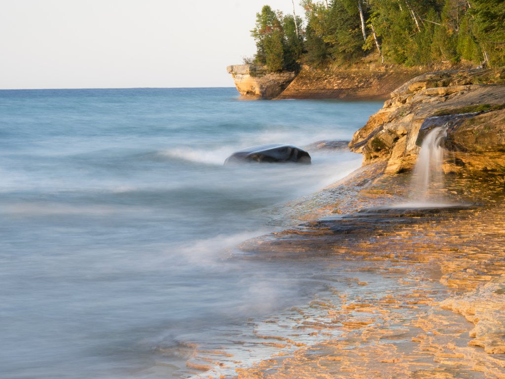 Detail of Small waterfall along the edge of Miner's beach at Lake Superior in Pictured Rocks National Seashore by Anonymous