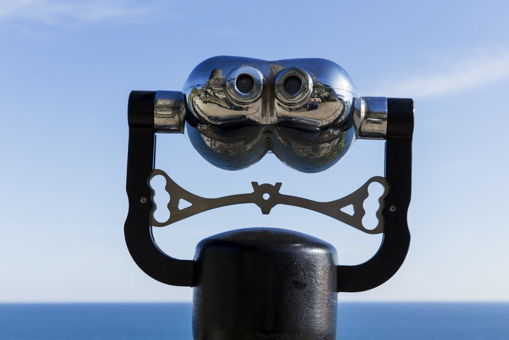 Detail of Binoculars overlooking Mediterranean Sea in Vernazza, Cinque Terre, Italy by Corbis