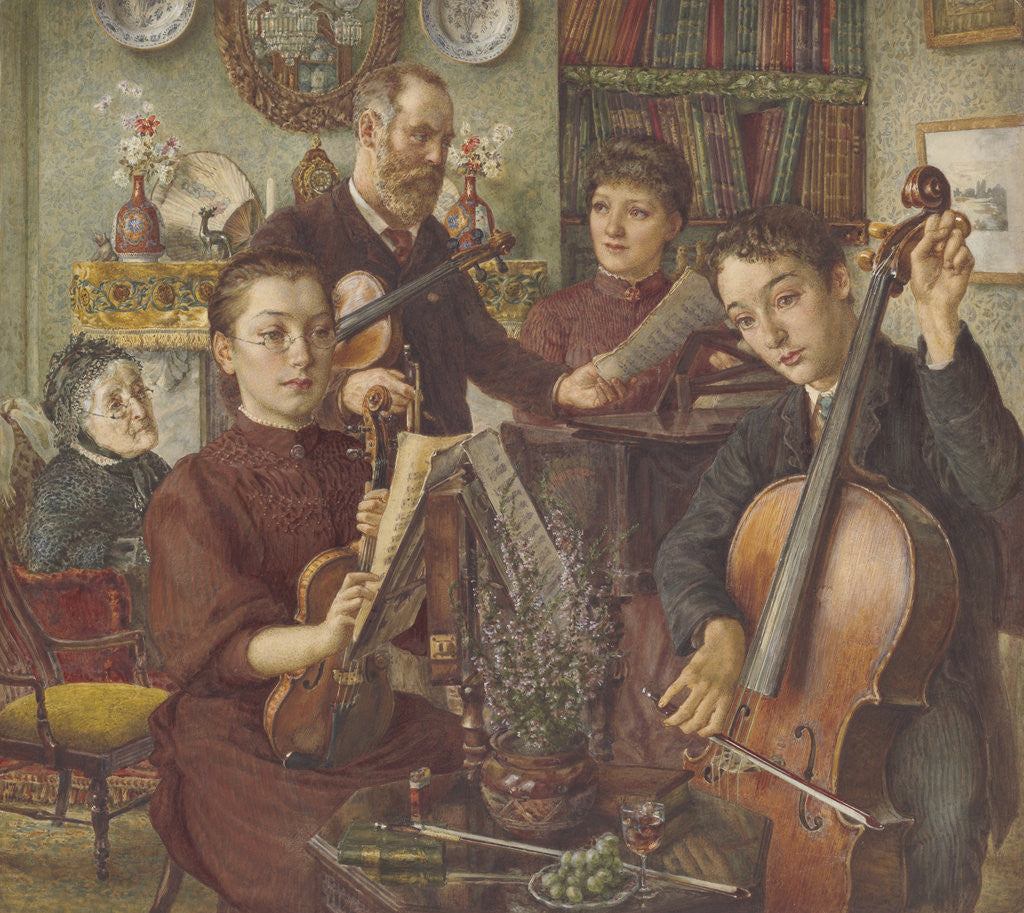 Detail of Group portrait of Alfred Rooke and his family in their home in Mount Park, Ealing by Thomas Matthews Rooke