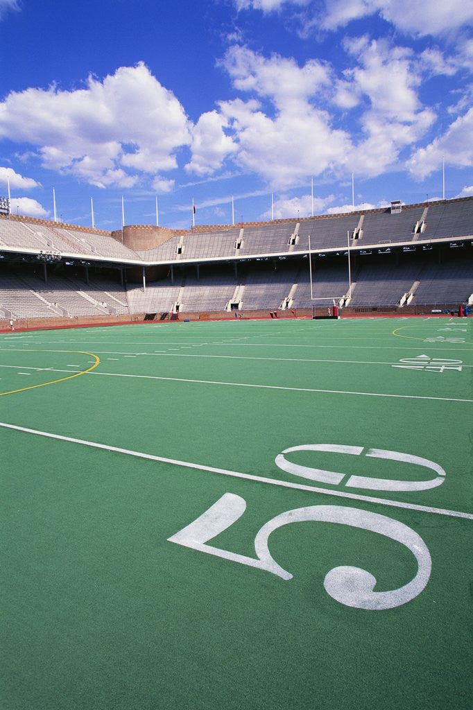 Detail of 50 Yard Line on Empty Football Field by Anonymous