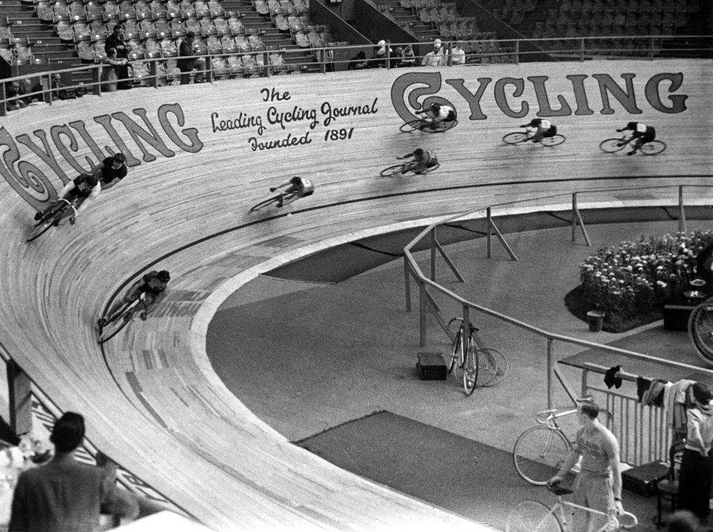 Detail of Cycle racing at Wembley by Associated Newspapers