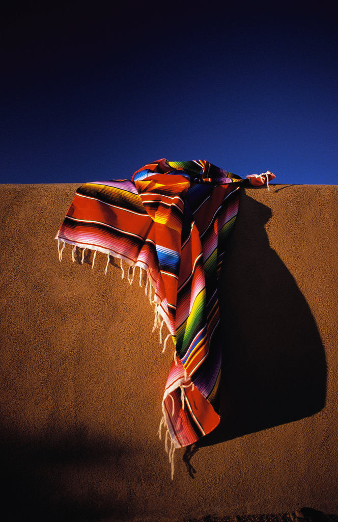 Detail of Southwest Blanket on Adobe Wall by Anonymous