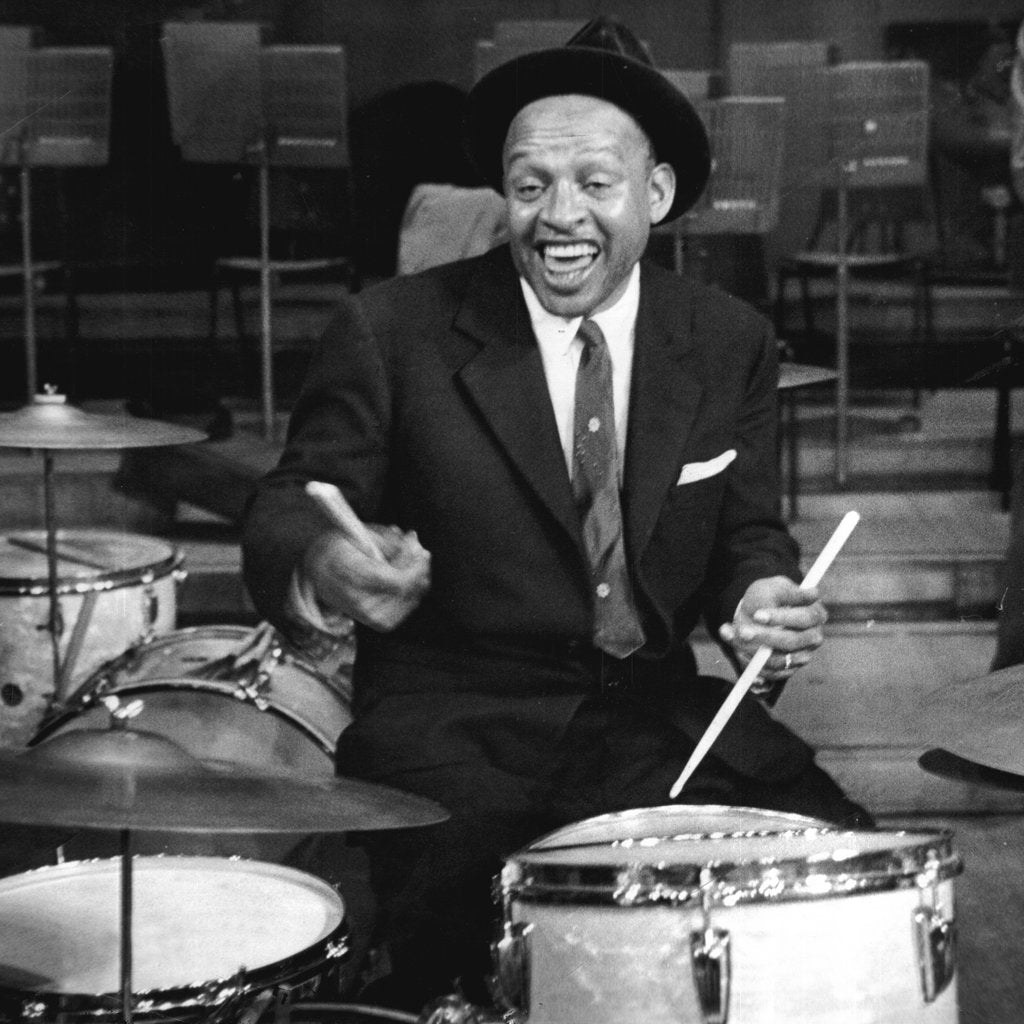 Detail of Lionel Hampton on drums by Associated Newspapers