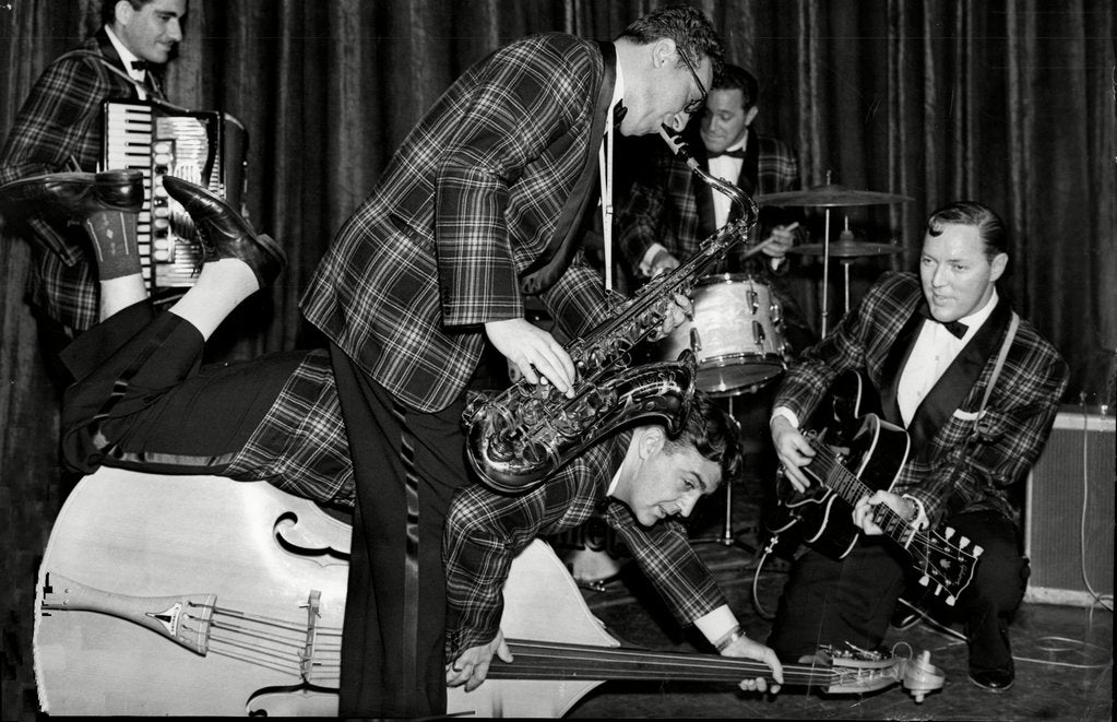 Detail of Bill Haley and The Comets going crazy by Associated Newspapers