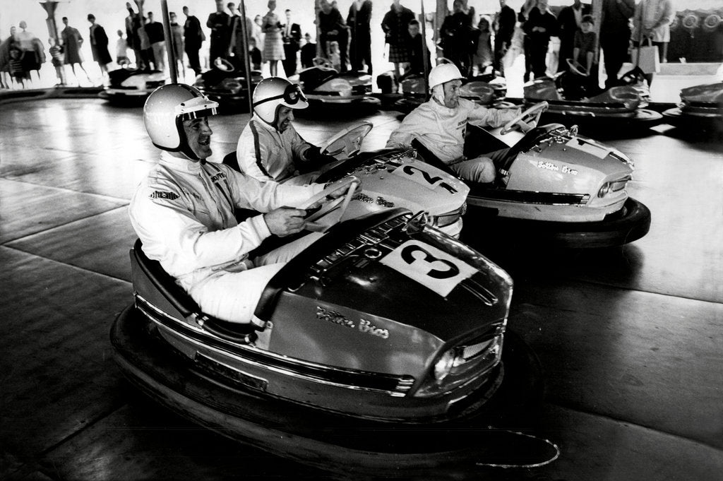 Detail of Racing drivers on the dodgems by Associated Newspapers